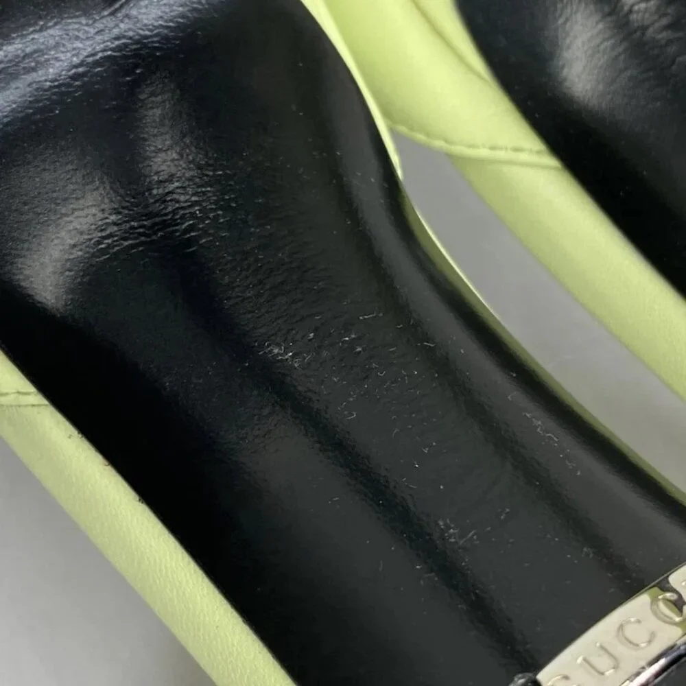 Gucci Womens Sandals Pistachio Green Size 7 Charlotte Nappa GG Buckle Heeled - Picture 12 of 13